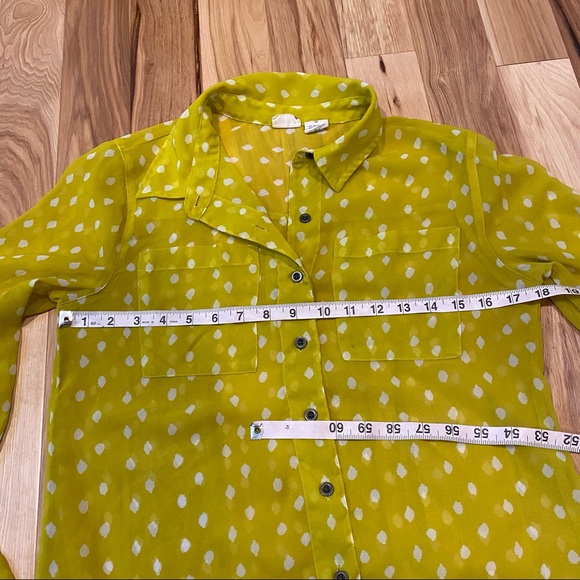 Mudd Yellow and While Double Breast Pocket Sheer Button Down - Picture 5 of 6